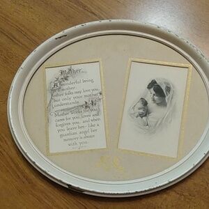Antique oval metal frame Ohio art co. "Mother"